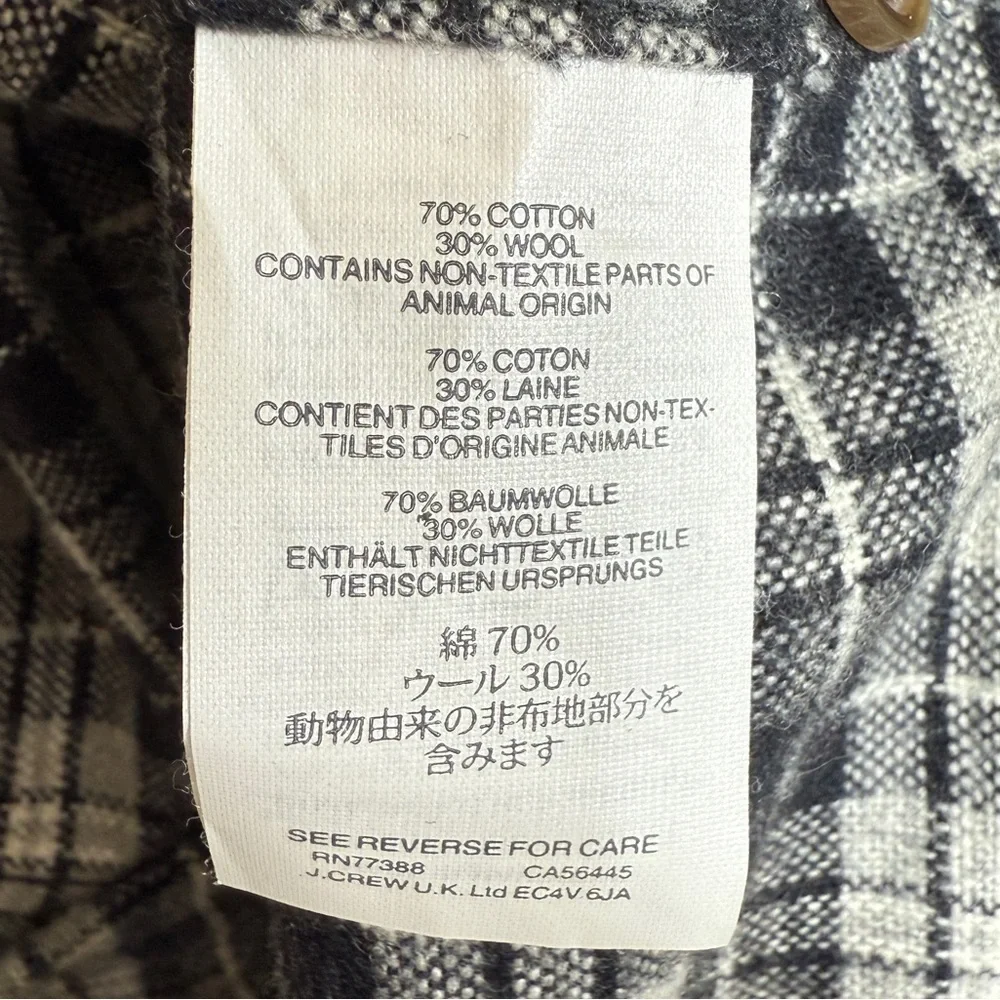 J.Crew Black White Plaid Button Down Shirt Elbow Patches Mens Size Small
